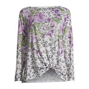 Time and Tru Women's Long Sleeve Front Twist Shirt